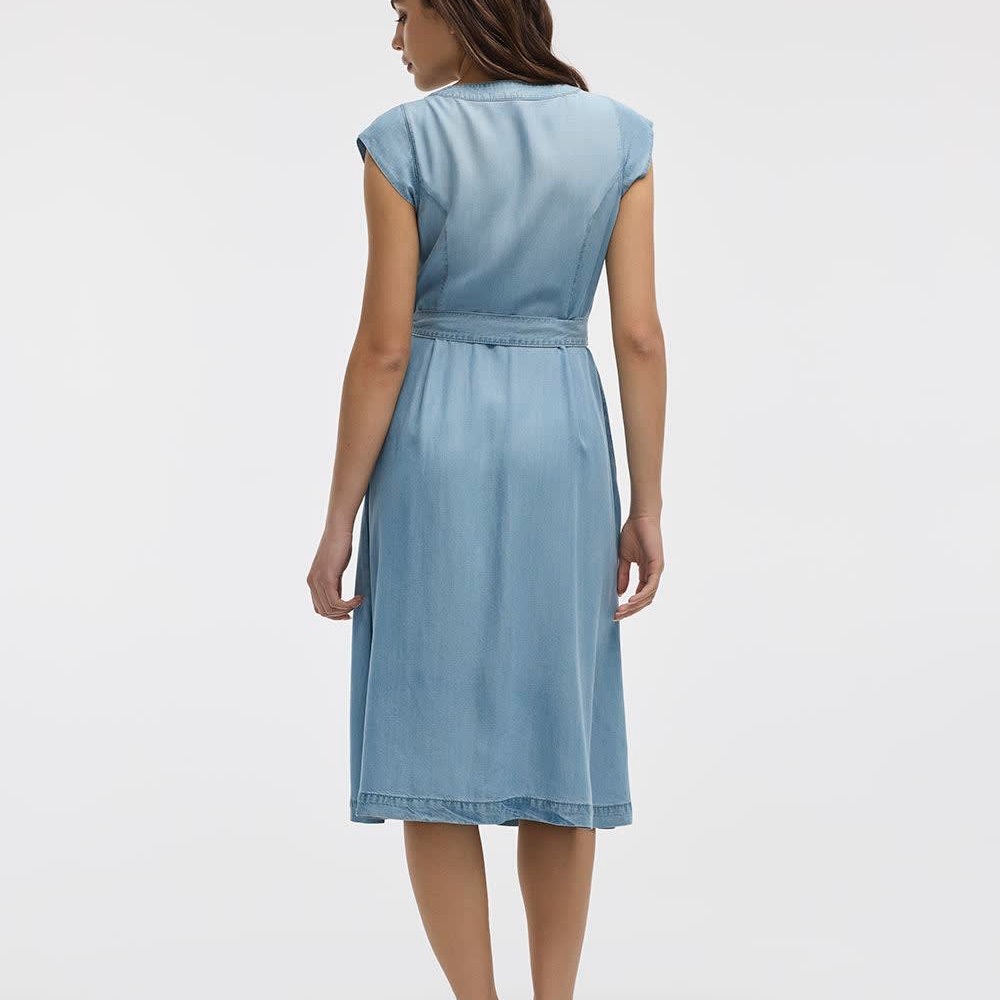 Cap-Sleeve Fit-and-Flare Tencel Midi Dress - Picture 2 of 5